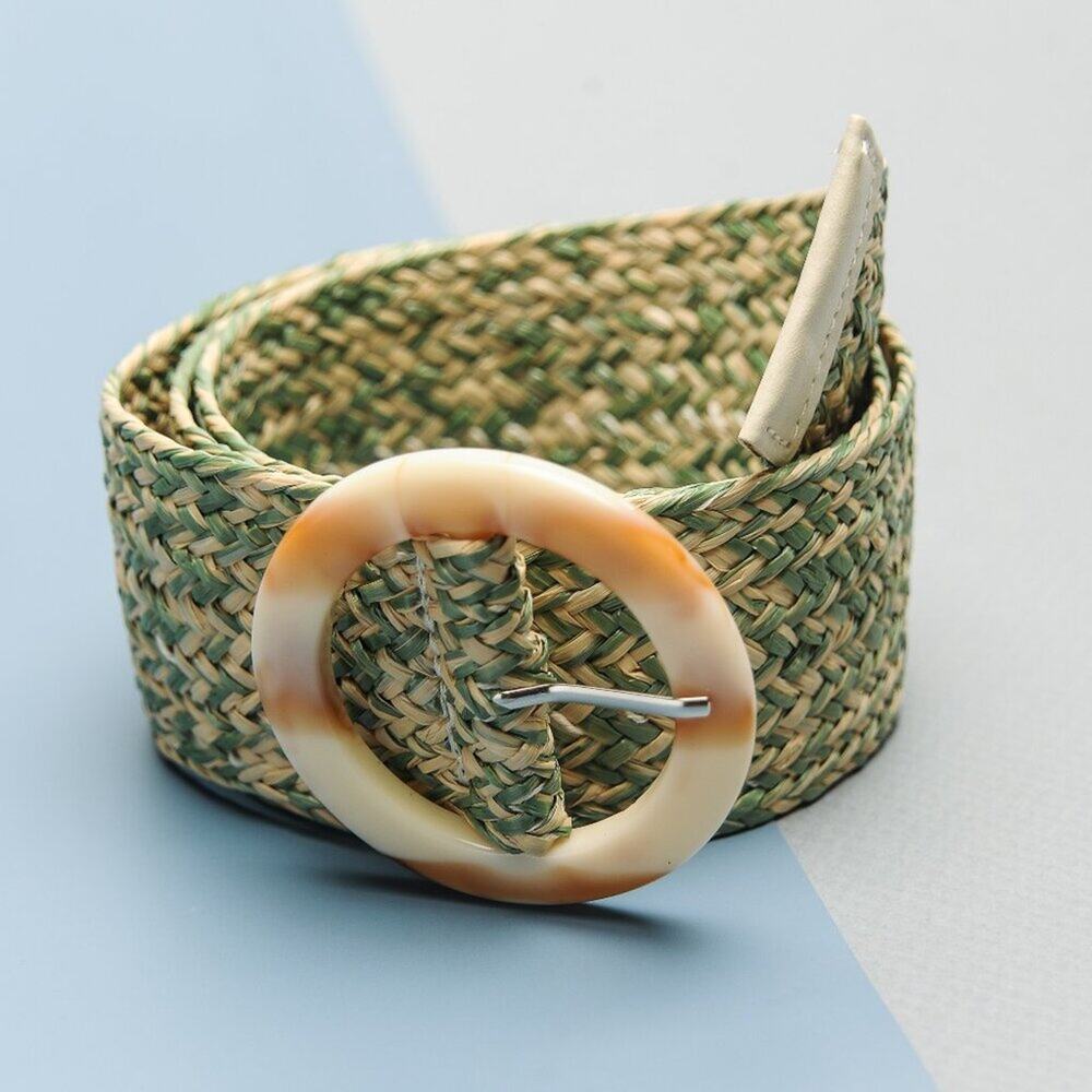 A255-B • Marble Buckle Woven Stretch Waist Belt - Picture 2 of 3